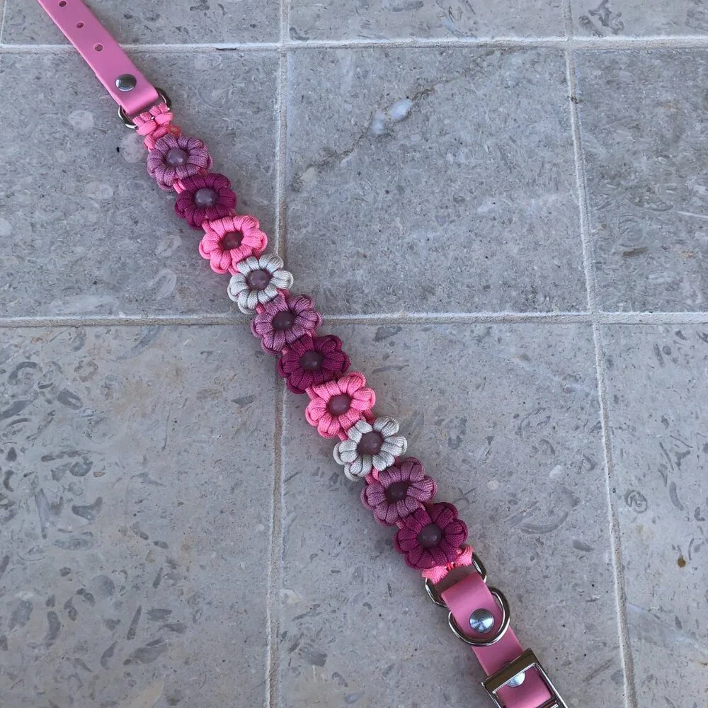 Pink Flower Dog Collar ~ Adjustable 15